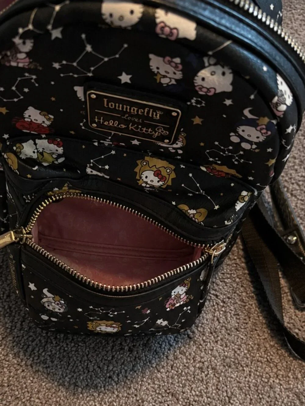 Loungefly Hello Kitty Zodiac Astrology Mini Backpack Sanrio Black Bag